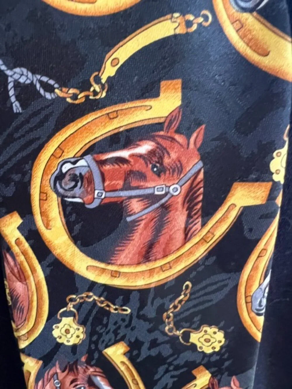 Vintage Renaissance‎ Hand Made Men's Tie Equestrian Horse Horseshoe Novelty 90s